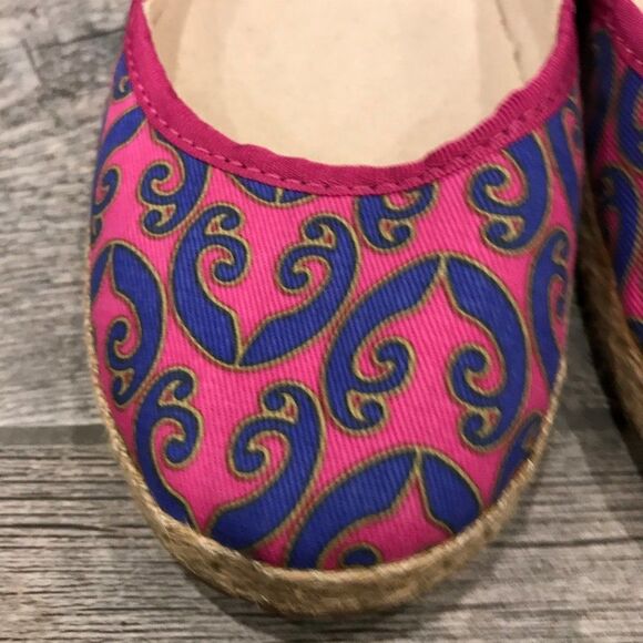 UGG Pink Canvas Indah Indahmara Lace Back Flats - Picture 3 of 14